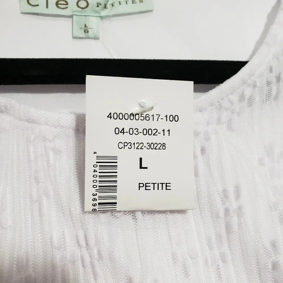 (1)Cleo Petites white lace blouse Womans Size L - Picture 5 of 7